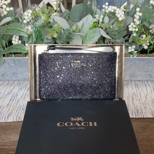 Coach Boxes Star Glitter Small Zip Wristlet